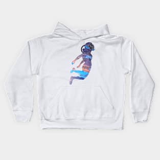 Clothos - Space Girl Floating White Background Kids Hoodie